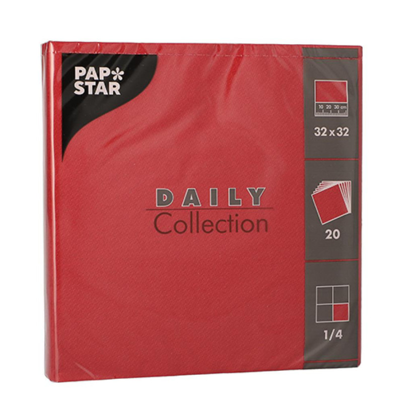 DAILY COLLECTION NAPKINS  20PC.., 32x32CM, BORDO 0.0762kg/iepak., Pap Star