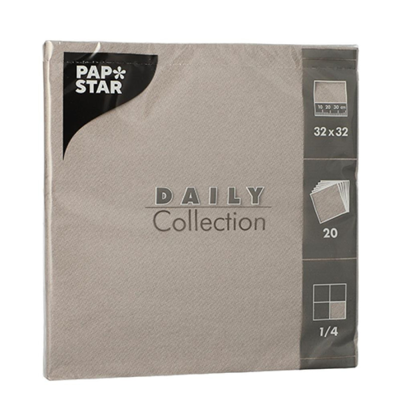 DAILY COLLECTION NAPKINS  20PC.., 32x32CM, GREY  0.0762kg/iepak., Pap Star