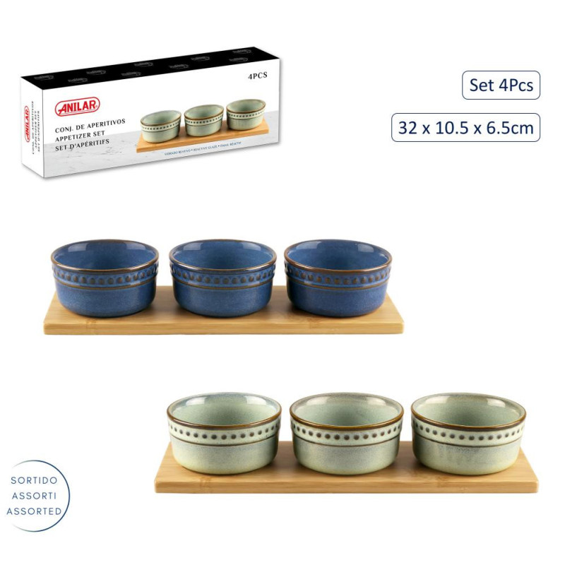 UZKODU TRAUKU НАБОР . D10CM, 3ШТ. , AR PALIKTNI 33X11.5CM, ASORTĒTAS KR., KERAMIKA/BAMBUSS, Anitex