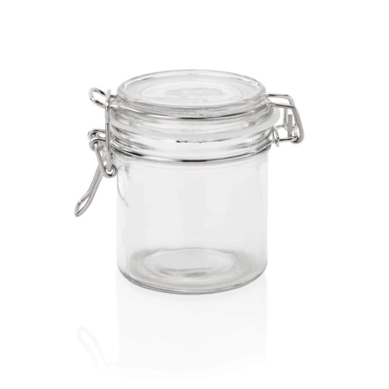БАНКА  AR HERMĒTISKU КРЫШКОЙ  300ML D8.5/H10.5CM, STIKLS/NER.TĒR., WAS