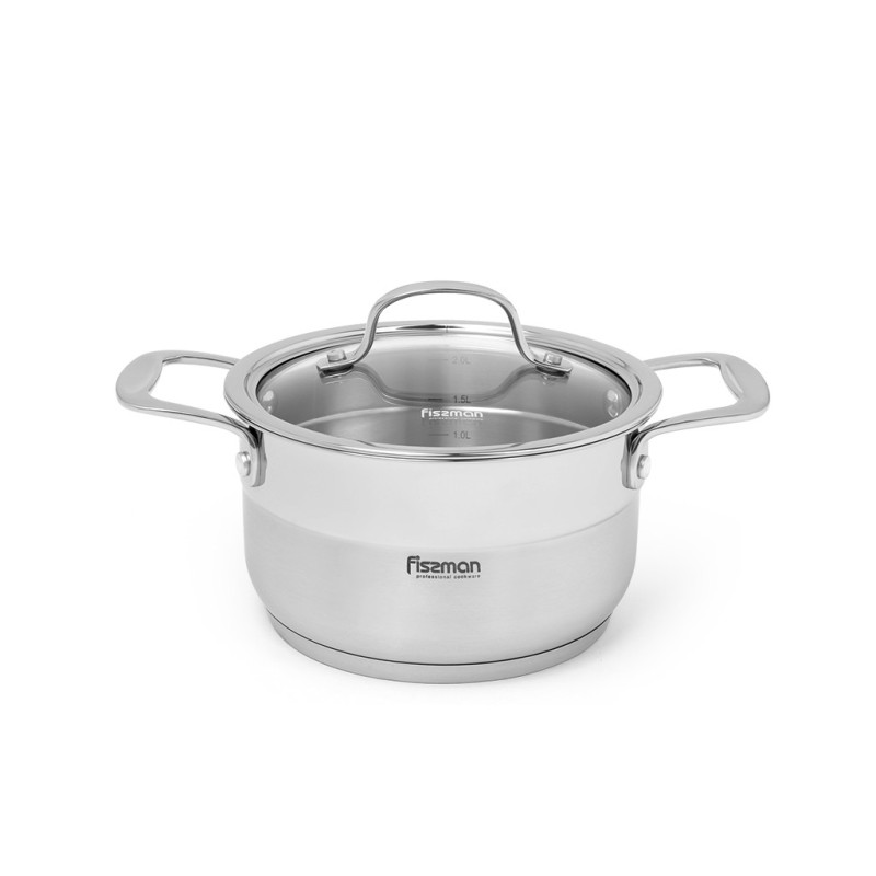 Stockpot NORDIA 16x9 cm / 1.8 LTR with glass lid (stainless steel)