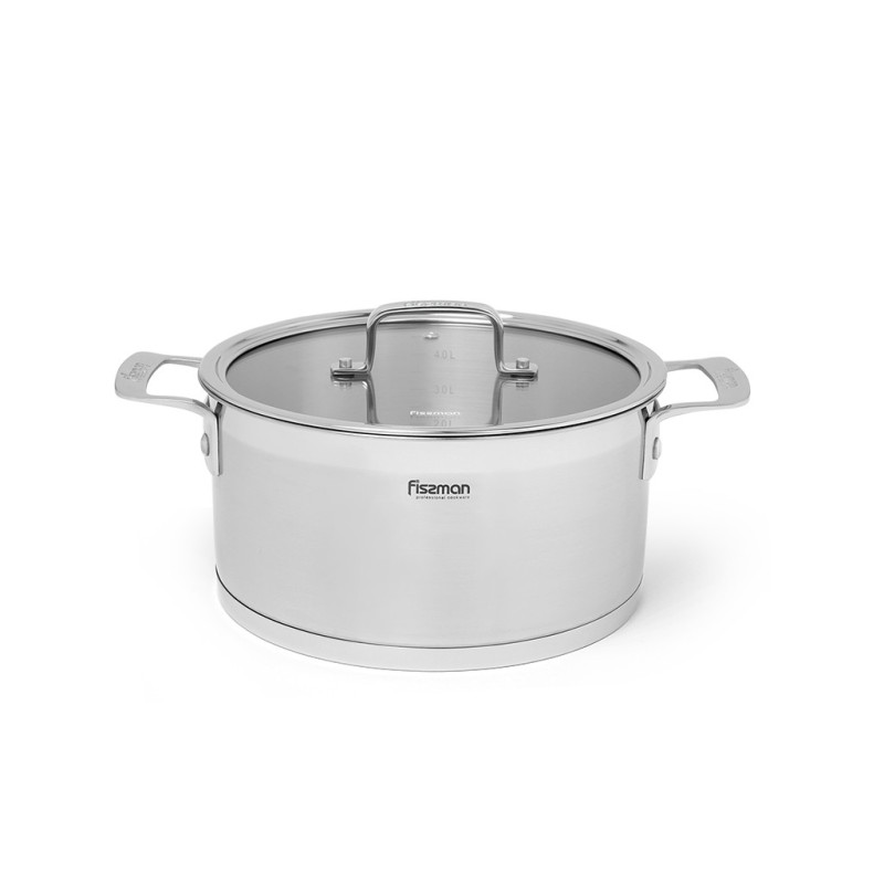 Кастрюля FOBUS 20x10см / 3,1л со стеклянной крышкой (нерж.сталь)