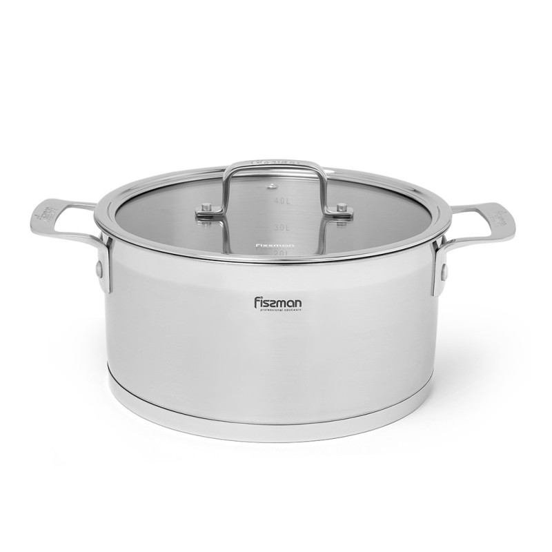Stockpot FOBUS 26x20 cm / 10.6 LTR with glass lid (stainless steel)