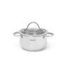 Stockpot VALERY 16x8 cm / 1.6 LTR with glass lid (stainless steel)