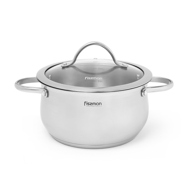 Stockpot VALERY 24x12 cm / 5.4 LTR with glass lid (stainless steel)