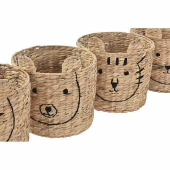 корзина DKD Home Decor Тропический Животные тростник (35 x 35 x 35 cm) (4 штук)