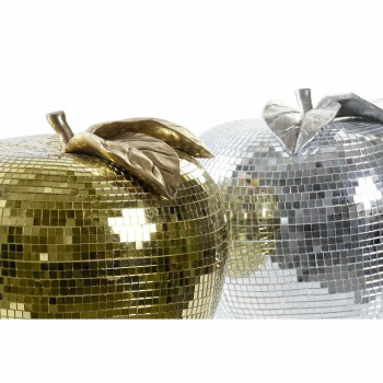Dekoratyviniai vaisiai DKD Home Decor Auksinis Sidabras Obuolys Veidrodis 21 x 21 x 19 cm (2 vnt.),,,