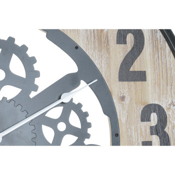 Wall Clock DKD Home Decor Natural Black MDF Iron Gears (60 x 4,5 x 60 cm),,,