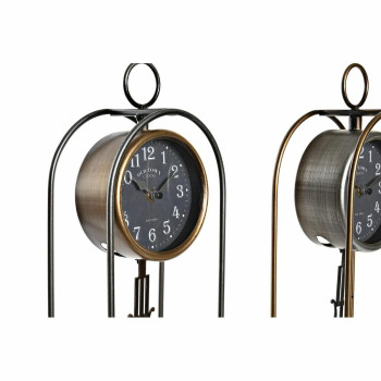 Table clock DKD Home Decor Crystal Black Golden Iron (17 x 12 x 46,5 cm) (2 Units),,,