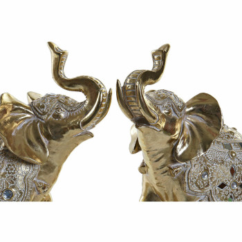 Dekoratyvinė figūrėlė DKD Home Decor Veidrodis Dramblys Auksinis Derva (2 vnt.) (28 x 13 x 29 cm),,,