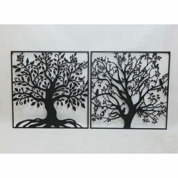 Sienų dekoracija DKD Home Decor Medis Metalinis (98 x 1 x 98 cm) (2 vnt.),,,