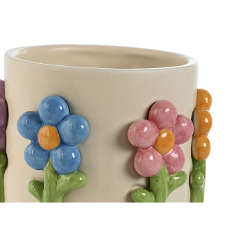 Planter Home ESPRIT Multicolour Cream Dolomite Flowers 20 x 20 x 18 cm,,,
