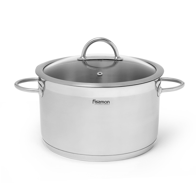 Stockpot BENJAMIN 28x16 cm / 9.8 LTR with glass lid (stainless steel)