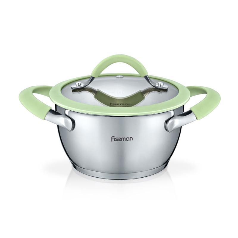 Stockpot VIVA with glass lid 16x8.5 cm / 1.2 LTR (stainless steel)