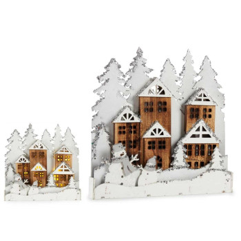 Dekoratiivkuju Valge Pruun Puit Linn 44 x 44,7 x 6 cm Jõulud,,,