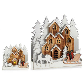 Dekoratiivkuju Valge Pruun Puit Linn 44 x 44,5 x 6 cm Jõulud,,,