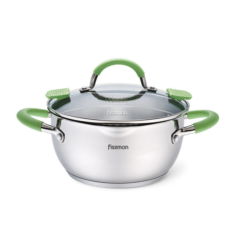 Stockpot CHARLOTTE 20x10 cm / 2.5 LTR with glass lid, pouring lip and lid strainer (stainless steel)