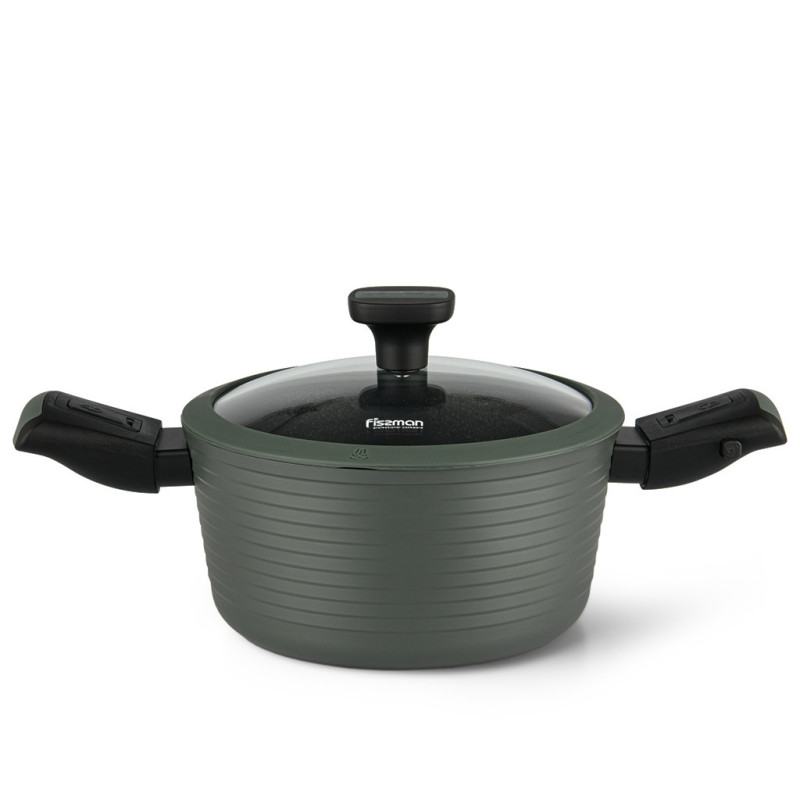 Stockpot BRILLIANT 20x10 cm / 2.6 LTR with detachable handles and glass lid (aluminum with non-stick coating)