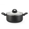 Stockpot PROMO 24x11cm / 4.6 LTR with glass lid pouring lip and lid strainerwith induction bottom (aluminium with non-stick coat