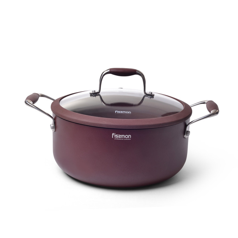 Stockpot AVENTURINE 24x11 cm / 4.5 LTR with glass lid and induction bottom (aluminium with non-stick coating)