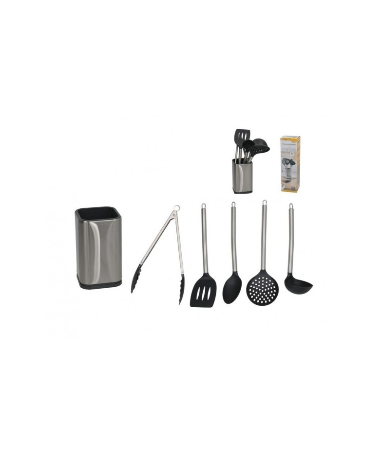 Metal/Plastic Kitchen Utensil Set, 5-piece, in a case