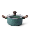 Stockpot MALACHITE 20x9.8 cm / 2.7 LTR with glass lid with induction bottom (aluminium with non-stick coating)