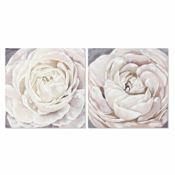 Canvas DKD Home Decor Canvas MDF Wood 80 x 3 x 80 cm Flower,,,