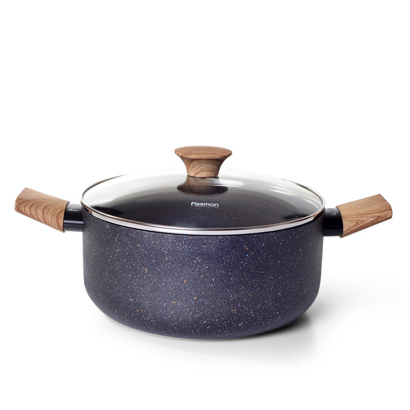 Stockpot SPARK STONE 24x11 cm / 4.6 LTR with glass lid with induction bottom (aluminium with non-stick coating)