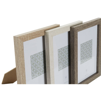 Photo frame DKD Home Decor Natural Beige Wood Dark brown Boho (18 x 2 x 23 cm) (3 Units),,,