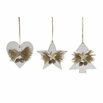 Jõuluehe DKD Home Decor Süda Puit Köis (12 x 3 x 12 cm) (3 pcs),,,