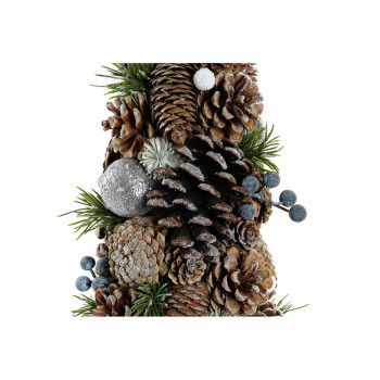 Jõulupuu DKD Home Decor Valge Hõbedane Naturaalne PVC Ananassid Lumine 19 x 19 x 38 cm,,,