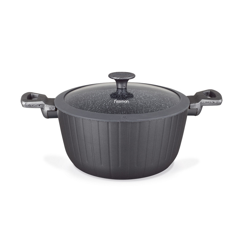Stockpot MIDNIGHT SYDNEY 24x11.5 см / 4.4 LTR with glass lid and induction bottom (aluminium with non-stick coating)