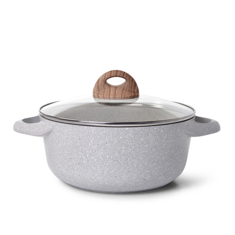 Stockpot BORNEO 24x11 cm / 4.2 LTR with glass lid with induction bottom (aluminium with non-stick coating)