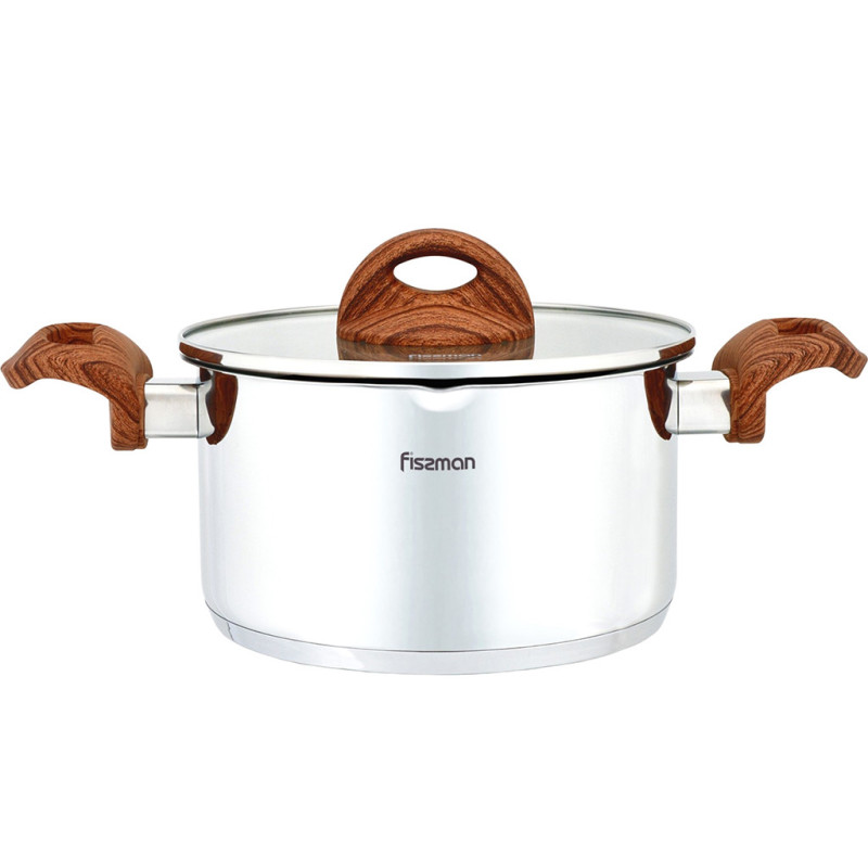 Stockpot ALTEA with 2 spouts with glass lid 18x10 cm / 2.5 LTR (stainless steel)