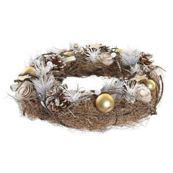 Jõulupärg DKD Home Decor Naturaalne Kuldne Pruun Ananassid (34 x 34 x 8 cm),,,