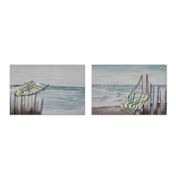 Canvas DKD Home Decor Canvas MDF Wood 90 x 2,5 x 60 cm,,,