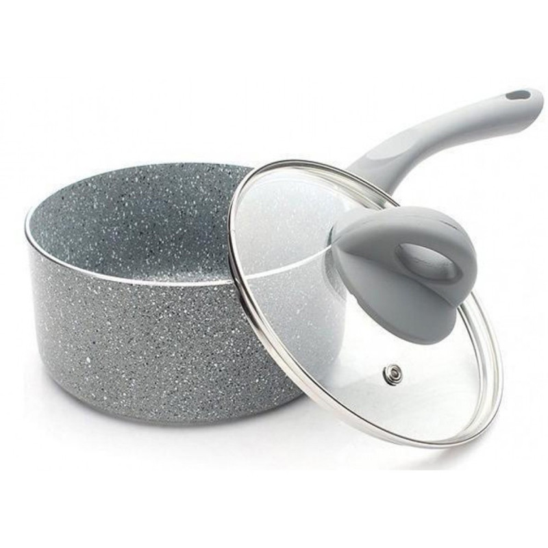 Sauce pan VULCANO 16x8 cm with glass lid with induction bottom (aluminium with non-stick coating)