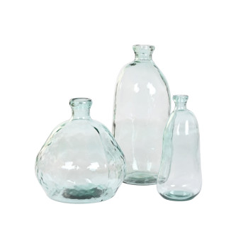 Vāze Home ESPRIT Caurspīdīgs Pārstrādāts stikls 22 x 22 x 51 cm,,,