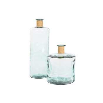 Vāze Home ESPRIT Caurspīdīgs niedres Pārstrādāts stikls Dabisks 35 x 35 x 45 cm,,,