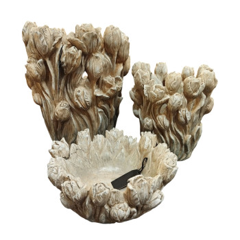 Vāze Home ESPRIT Pelēks Cements Tulpe 21 x 21 x 23 cm,,,