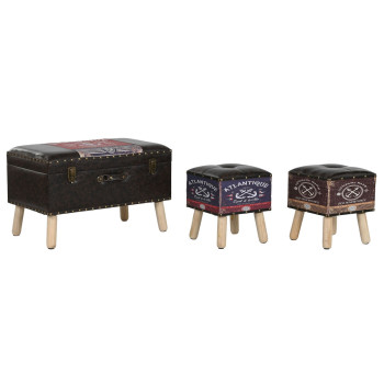 Laegaste Komplekt Home ESPRIT Pruun Mitmevärviline Polüuretaan Puit Vintage 70 x 40 x 45 cm (3 Ühikut),,,