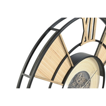 Wall Clock Home ESPRIT Black Natural Metal Rattan 100 x 9 x 100 cm,,,