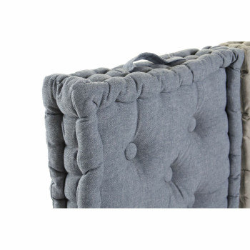 Pagalvėlė DKD Home Decor Aukštas Mėlyna Pilka Medvilnė Tamsiai mėlyna (3 pcs) (38 x 38 x 8 cm),,,