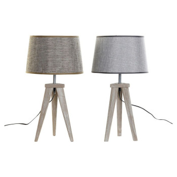 Stalinė lempa DKD Home Decor Paklodė Pilka Ruda Linas 250 V 60 W Pušynas (30 x 30 x 57.5 cm) (2 pcs),,,