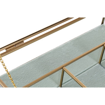 Dėžutė DKD Home Decor Stiklas Metalinis Žalia Šviesiai pilka (27 x 15 x 5,5 cm) (2 vnt.),,,