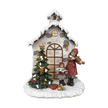 Jõuluehe DKD Home Decor Vaik Maja (16,5 x 9 x 21 cm) (2 Ühikut),,,