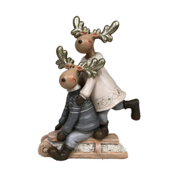 Jõuluehe DKD Home Decor Vaik Põhjapõder (13 x 6 x 18 cm) (4 Ühikut),,,