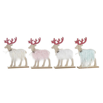 Jõuluehe DKD Home Decor Polüester MDF Põhjapõder (23 x 5 x 16 cm) (4 Ühikut),,,