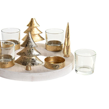 Jõuluküünla Hoidja DKD Home Decor Naturaalne Kuldne (2 Ühikut) (21 x 11,5 x 21 cm),,,