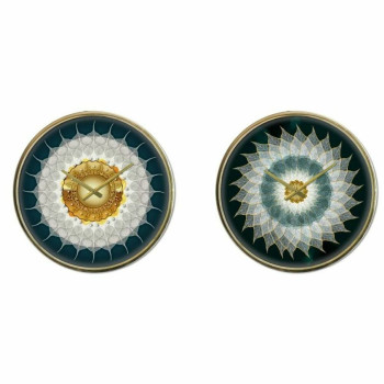 Wall Clock DKD Home Decor Crystal Golden Turquoise Iron Modern (2 Units) (40 x 6 x 40 cm),,,